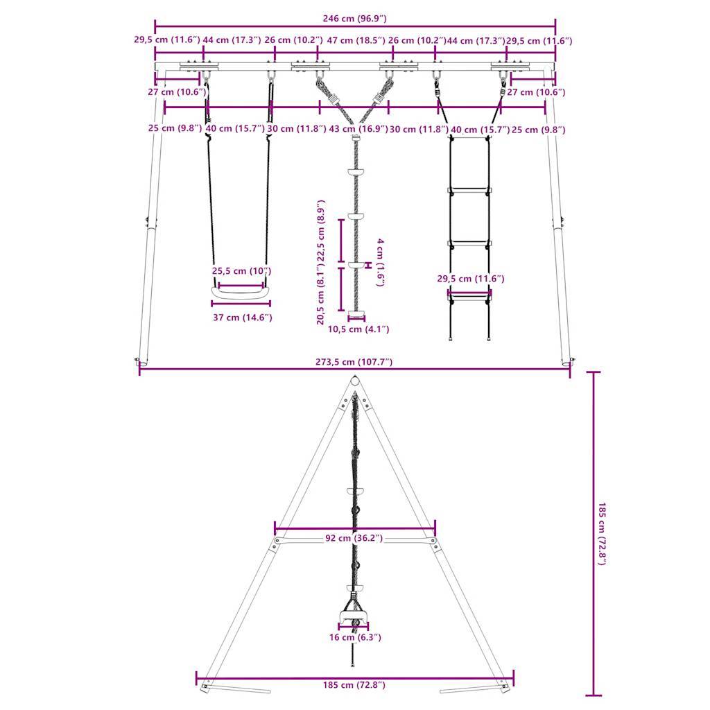 vidaXL Schaukel-Set mit Schaukelsitz Strickleiter und Kletterschaukel