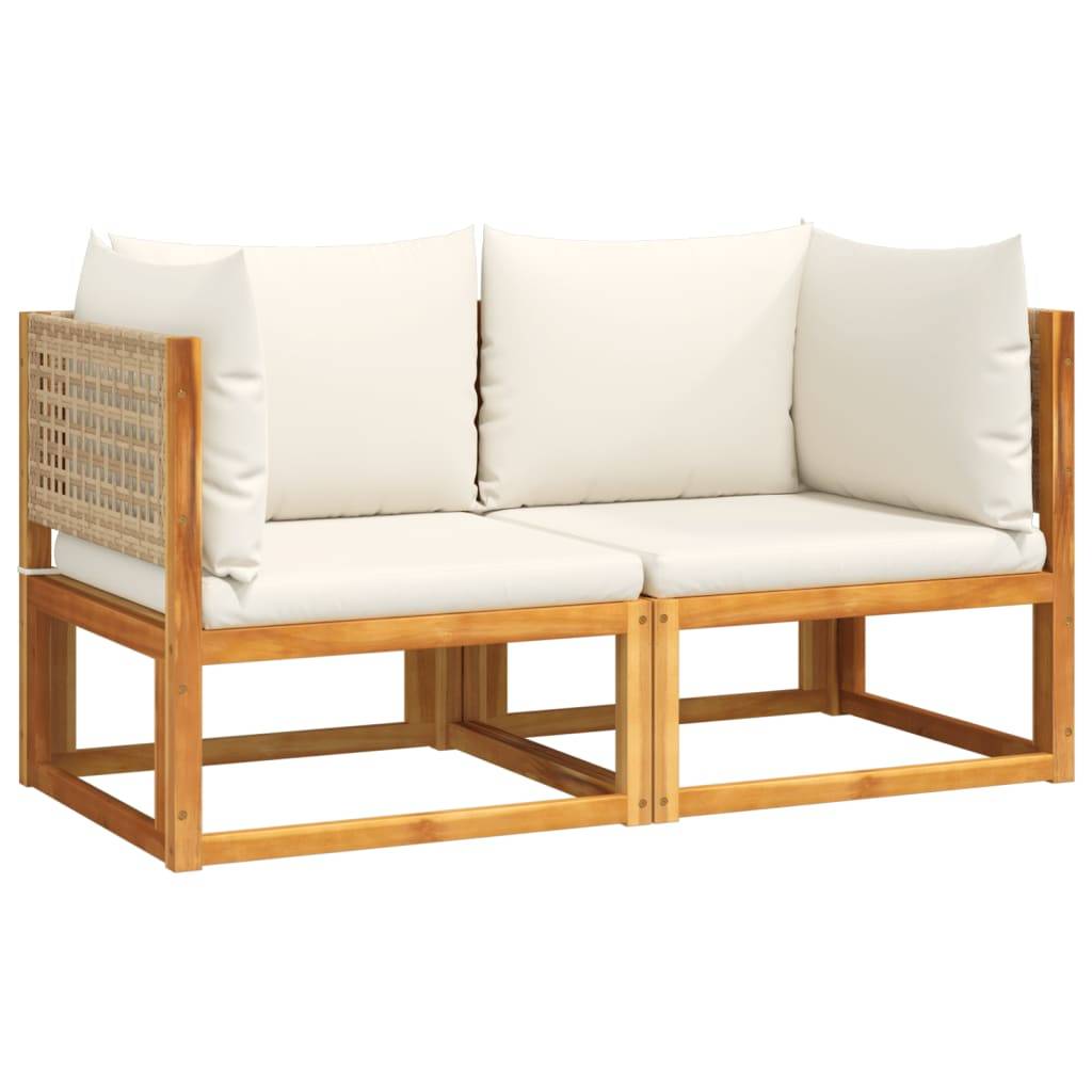 vidaXL Garten-Ecksofas mit Kissen 2 Stk. Massivholz Akazie