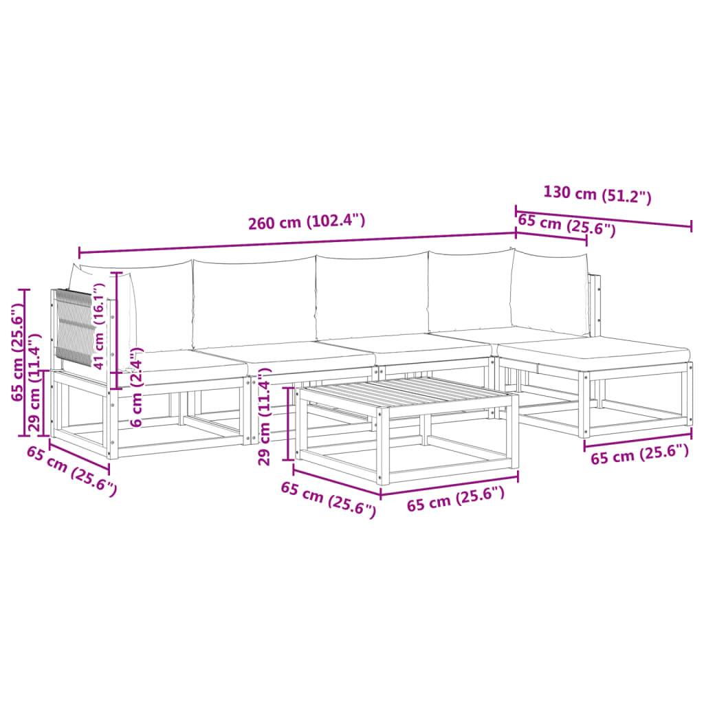 vidaXL 6-tlg. Garten-Sofagarnitur mit Kissen Massivholz Akazie