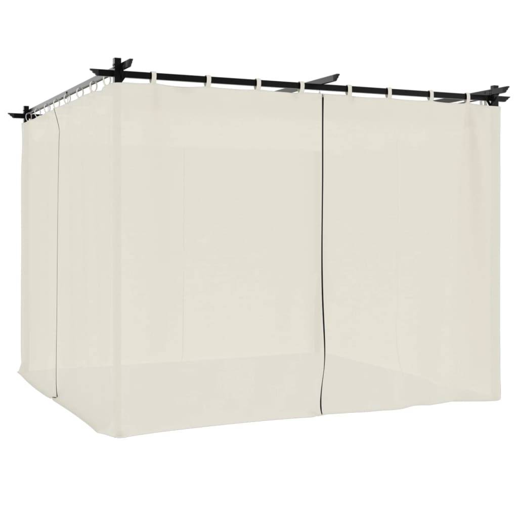 vidaXL Pavillon mit Vorhängen Creme 3x3 m Stahl