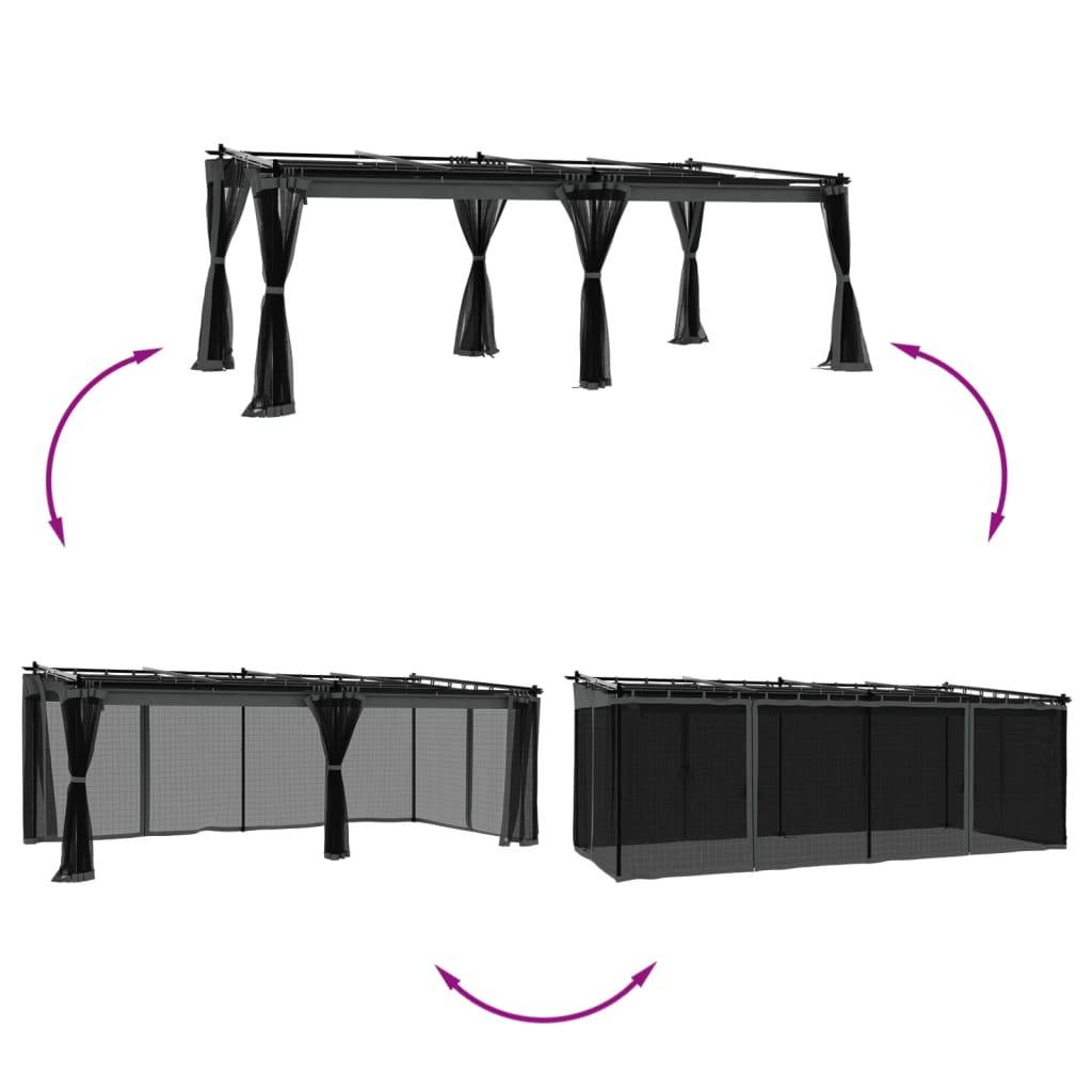 vidaXL Pavillon mit Netzwänden Anthrazit 6x3 m Stahl
