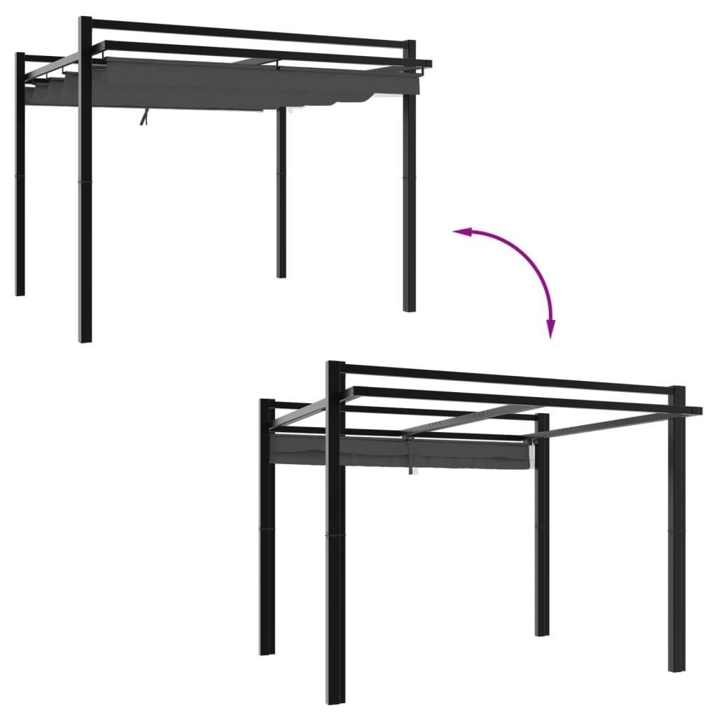 vidaXL Gartenpavillon mit Ausziehbarem Dach Anthrazit 3x3 m Aluminium