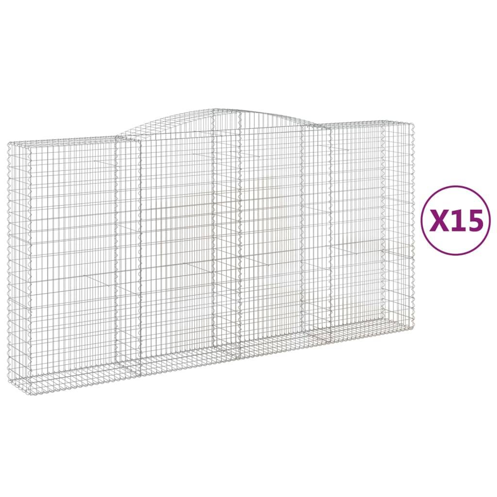 vidaXL Gabionen mit Hochbogen 15Stk. 400x50x200/220cm Verzinktes Eisen