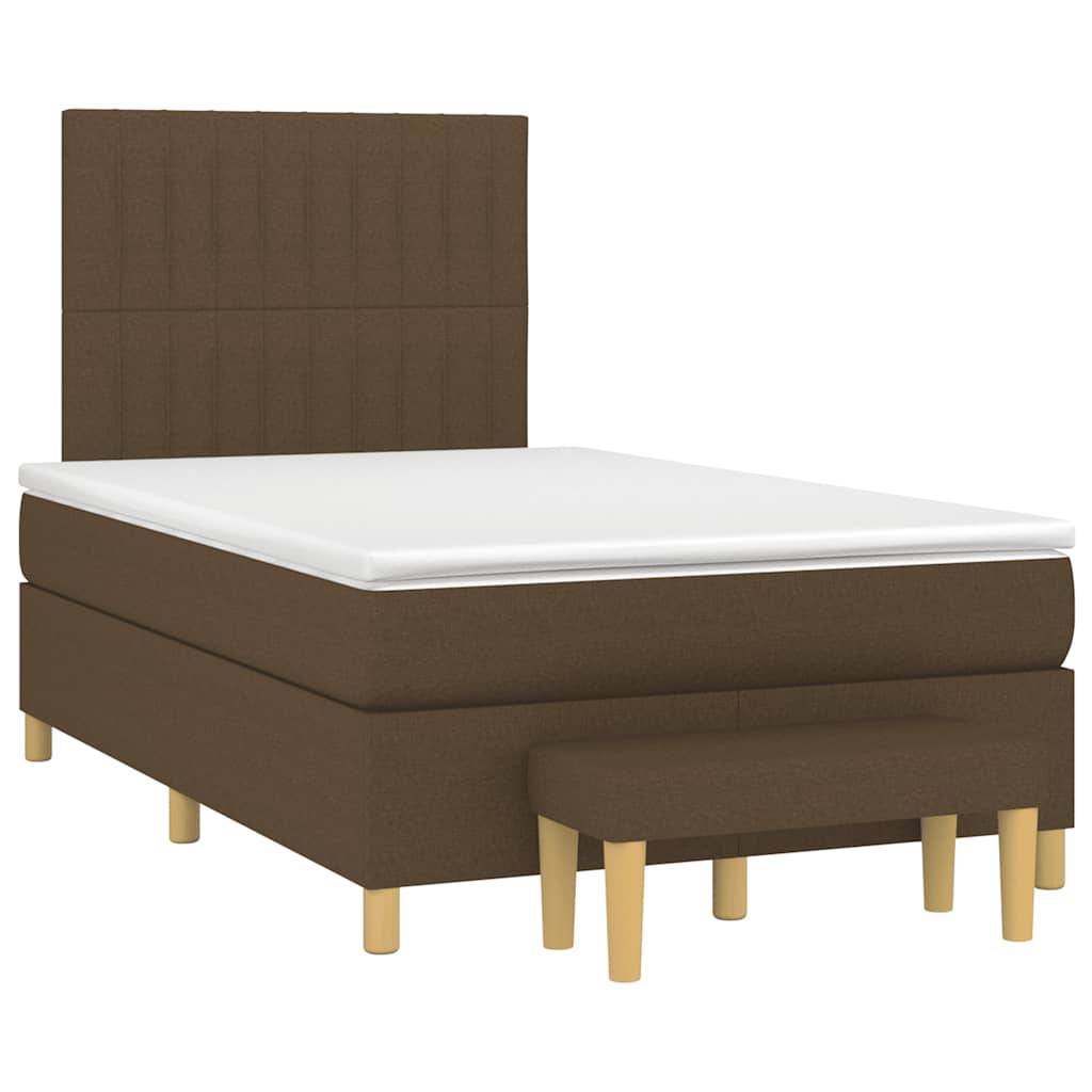 vidaXL Boxspringbett mit Matratze Dunkelbraun 120x190 cm Stoff