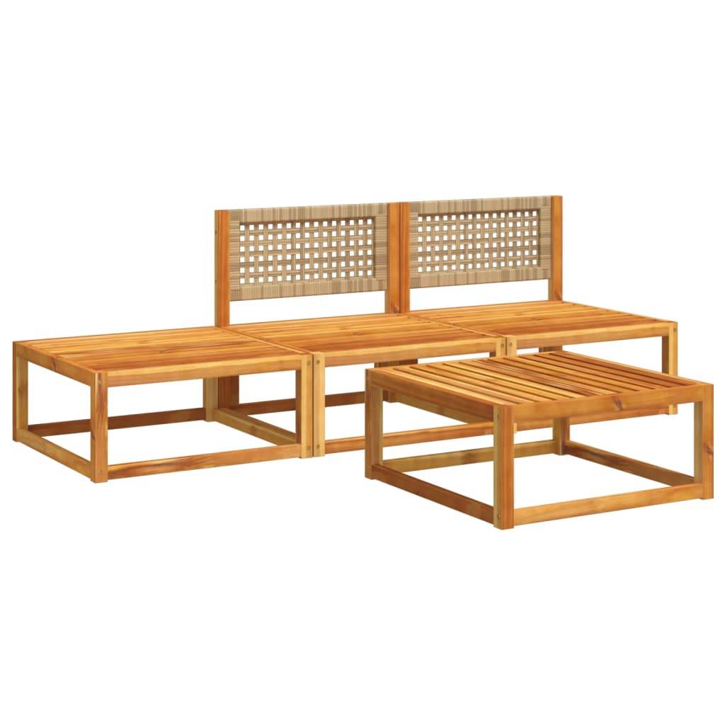 vidaXL 4-tlg. Garten-Sofagarnitur mit Kissen Massivholz Akazie