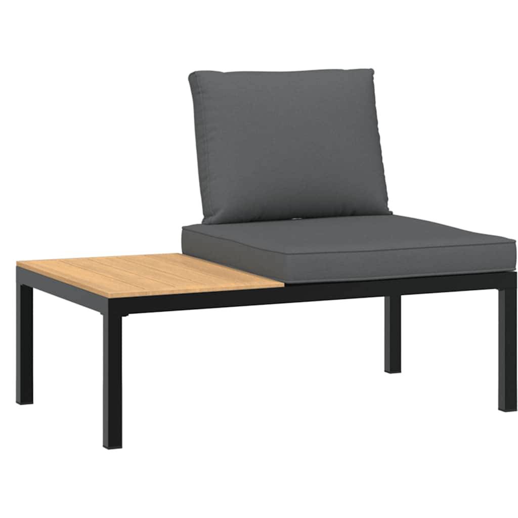 vidaXL 3-tlg. Garten-Sofagarnitur mit Kissen Schwarz Aluminium