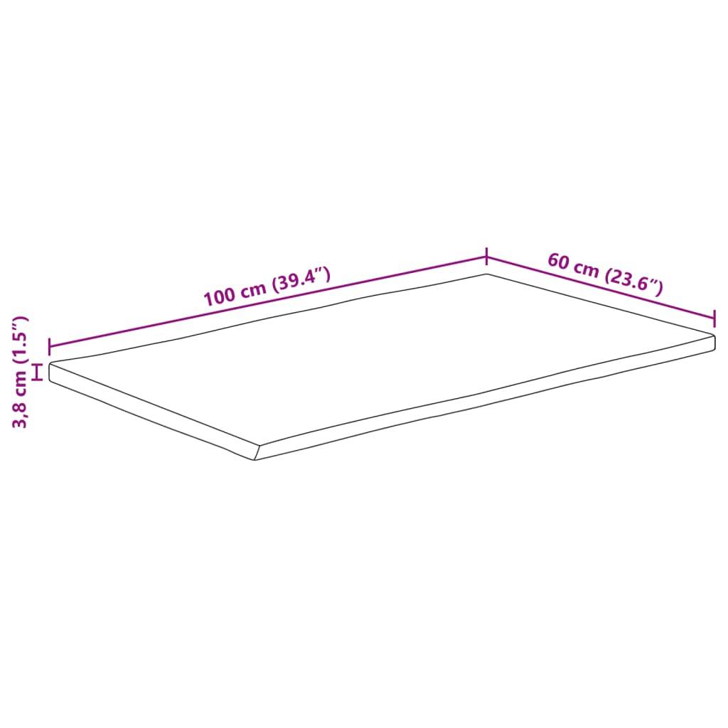 vidaXL Tischplatte 100x60x3,8cm Rechteckig Massivholz Akazie Baumkante