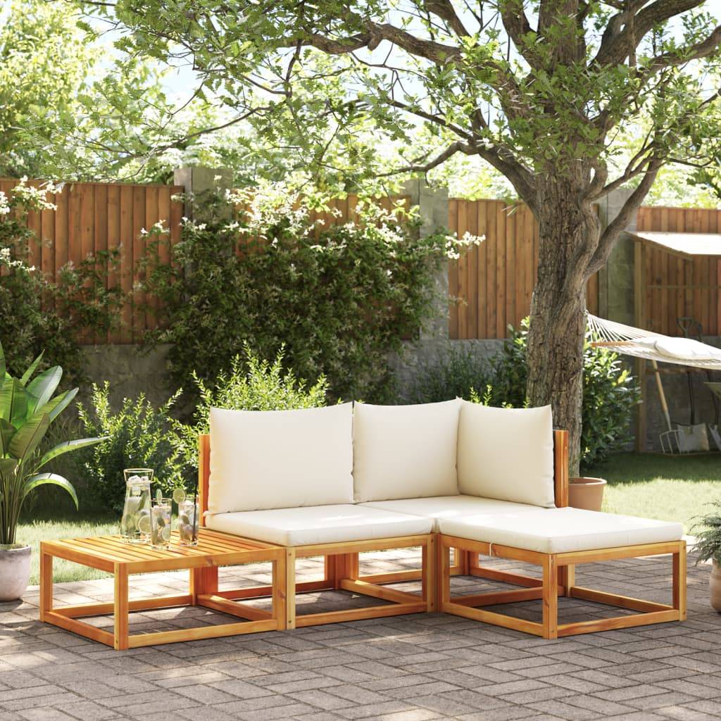 vidaXL 4-tlg. Garten-Sofagarnitur mit Kissen Massivholz Akazie