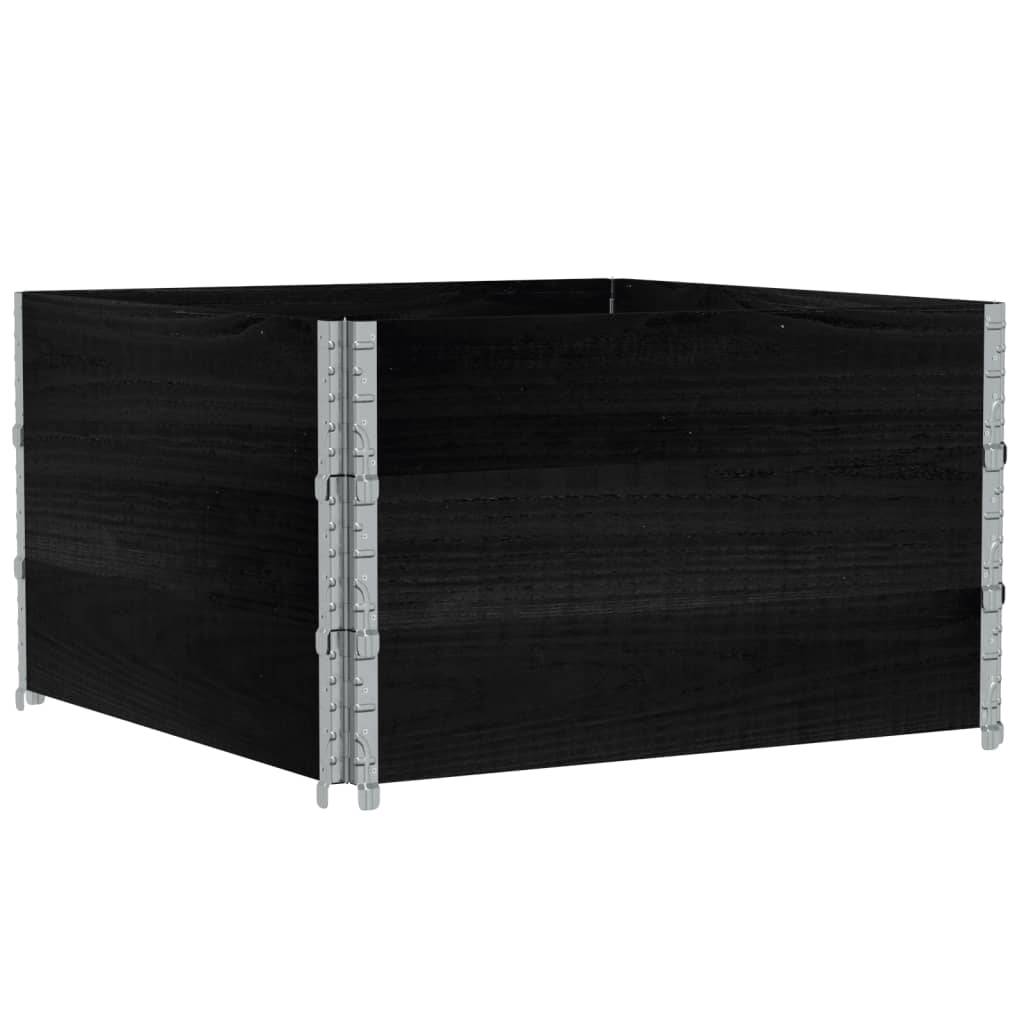vidaXL Paletten-Aufsatzrahmen 3 Stk. Schwarz 100x100 Massivholz Kiefer