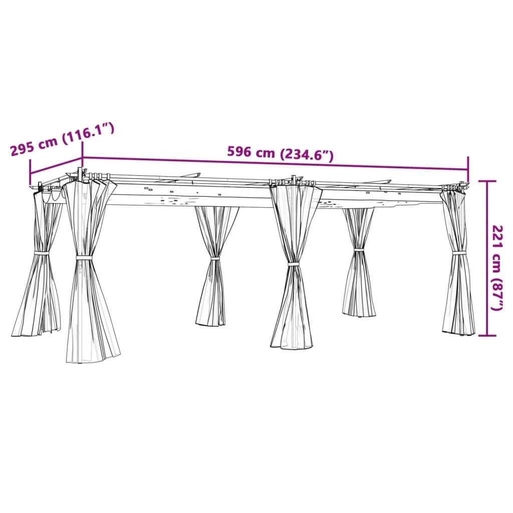 vidaXL Pavillon mit Vorhängen Anthrazit 6x3 m Stahl