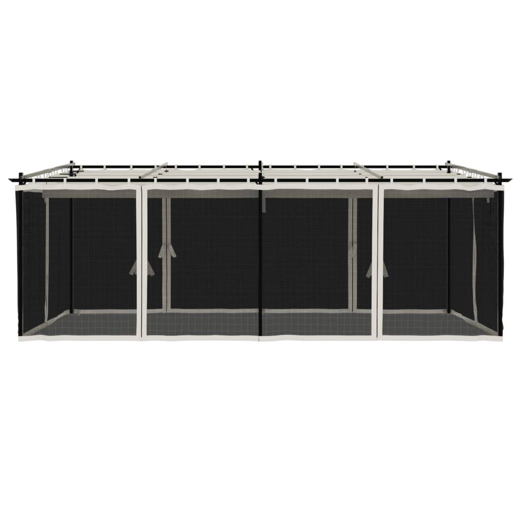 vidaXL Pavillon mit Netzwänden Creme 6x3 m Stahl