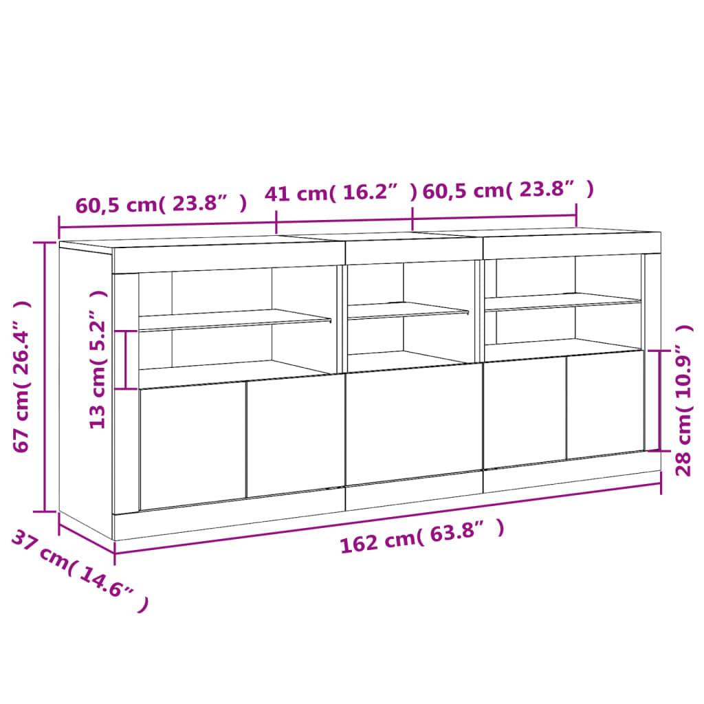 vidaXL Sideboard mit LED-Leuchten Räuchereiche 162x37x67 cm