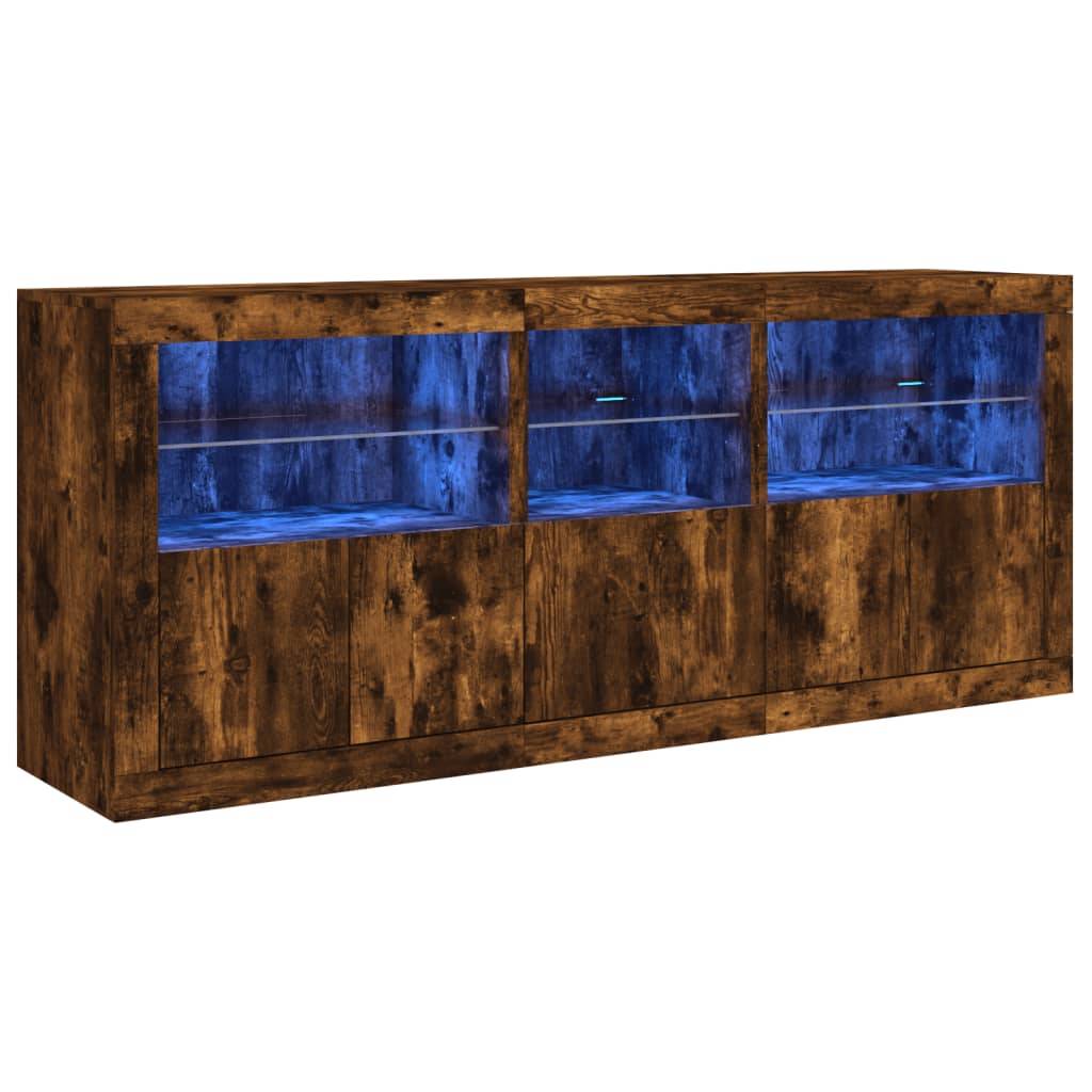 vidaXL Sideboard mit LED-Leuchten Räuchereiche 162x37x67 cm