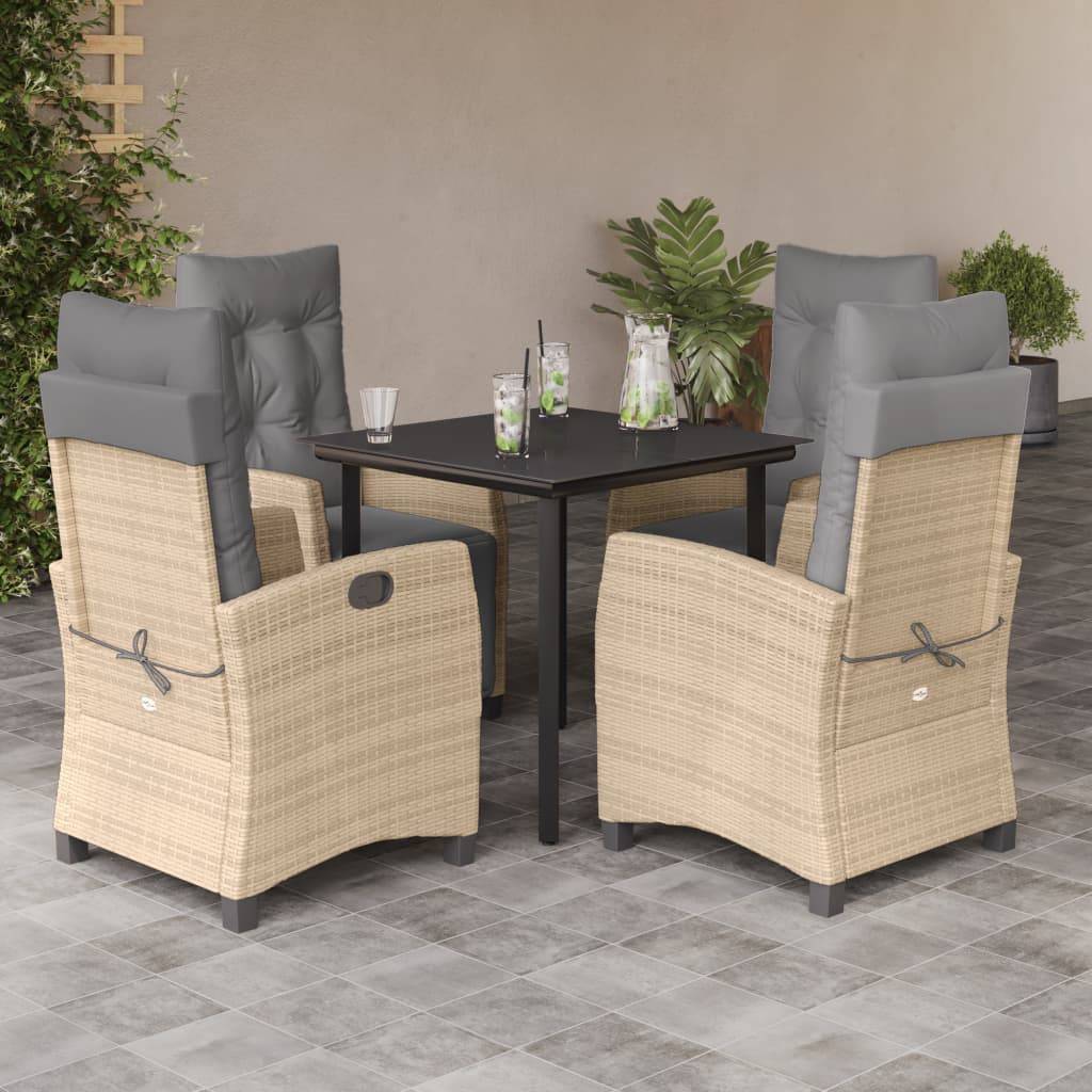 vidaXL 5-tlg. Garten-Essgruppe mit Kissen Beigemischung Poly Rattan