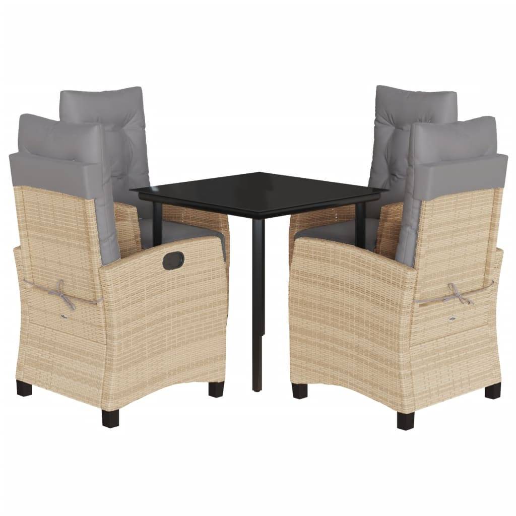 vidaXL 5-tlg. Garten-Essgruppe mit Kissen Beigemischung Poly Rattan