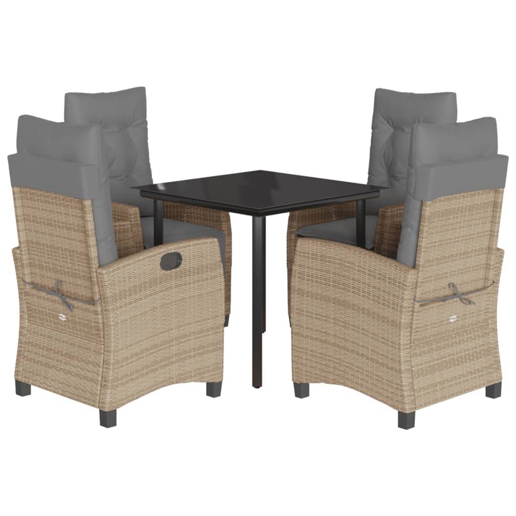 vidaXL 5-tlg. Garten-Essgruppe mit Kissen Beigemischung Poly Rattan