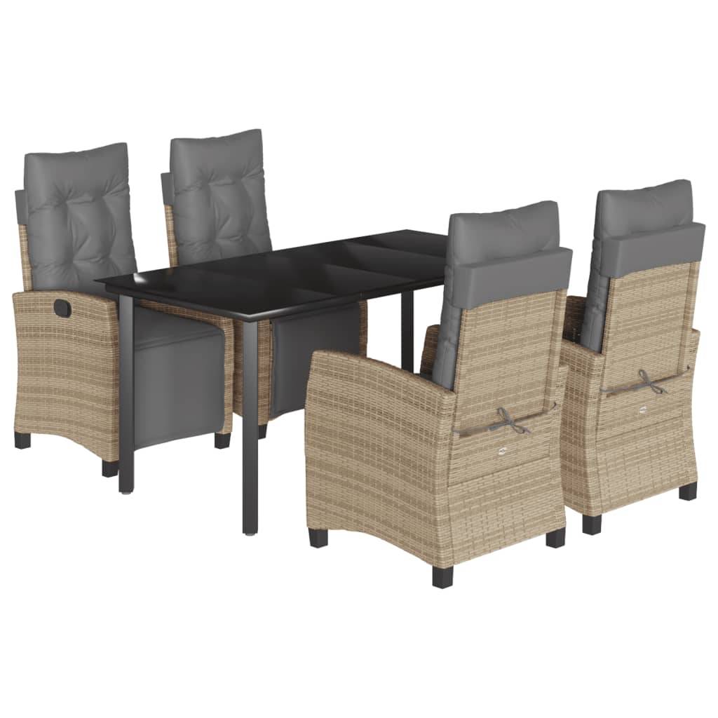 vidaXL 5-tlg. Garten-Essgruppe mit Kissen Beigemischung Poly Rattan