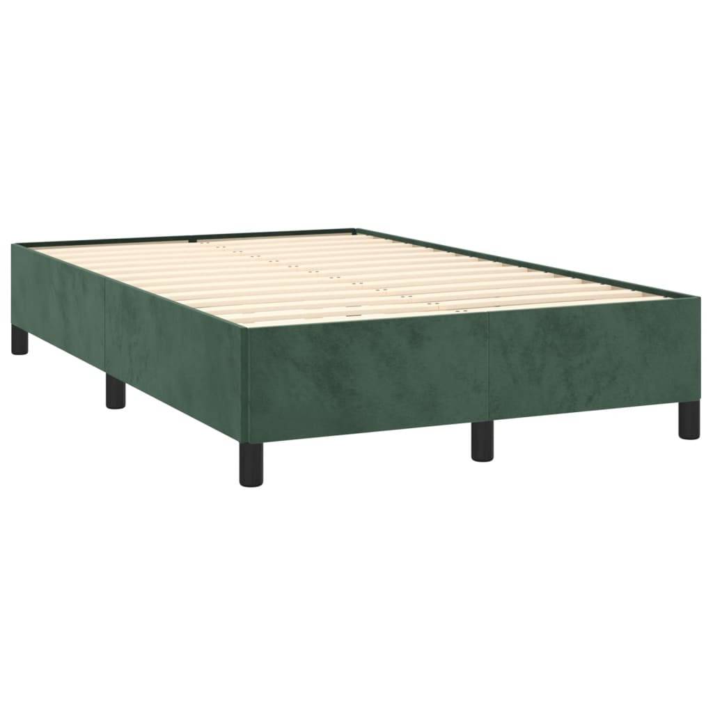 vidaXL Boxspringbett mit Matratze Dunkelgrün 120x190 cm Samt