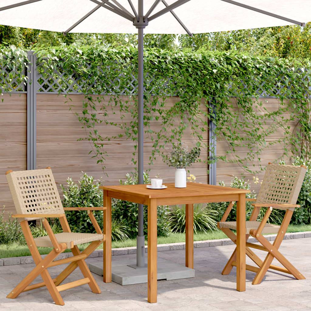 vidaXL Gartenstühle 2 Stk. Beige Massivholz Akazie und Poly Rattan