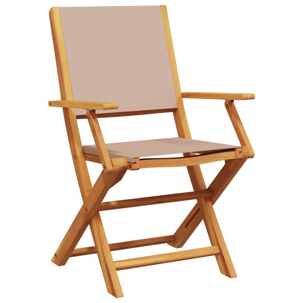 vidaXL Gartenstühle 6 Stk. Klappbar Taupe Stoff und Massivholz