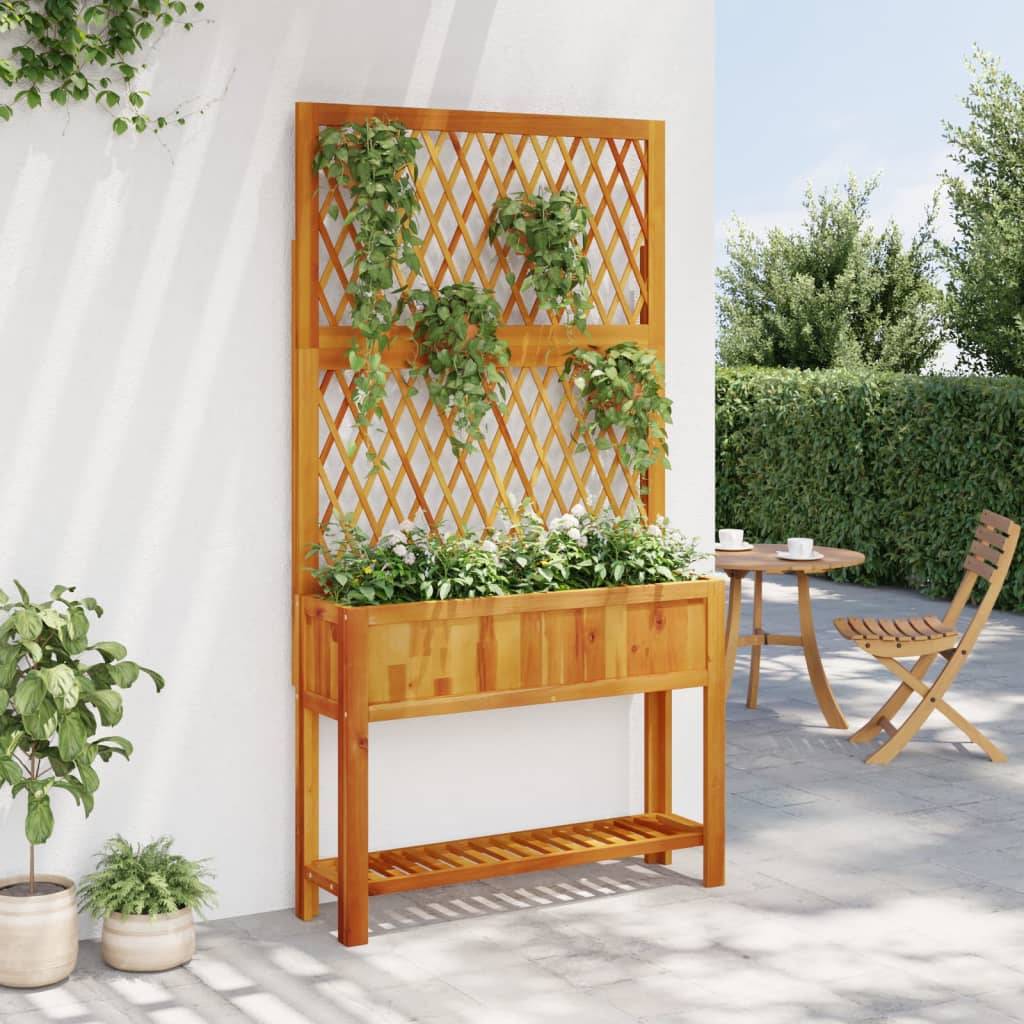 vidaXL Pflanzkübel mit Rankgitter & Ablage 100x32x185 cm Akazienholz