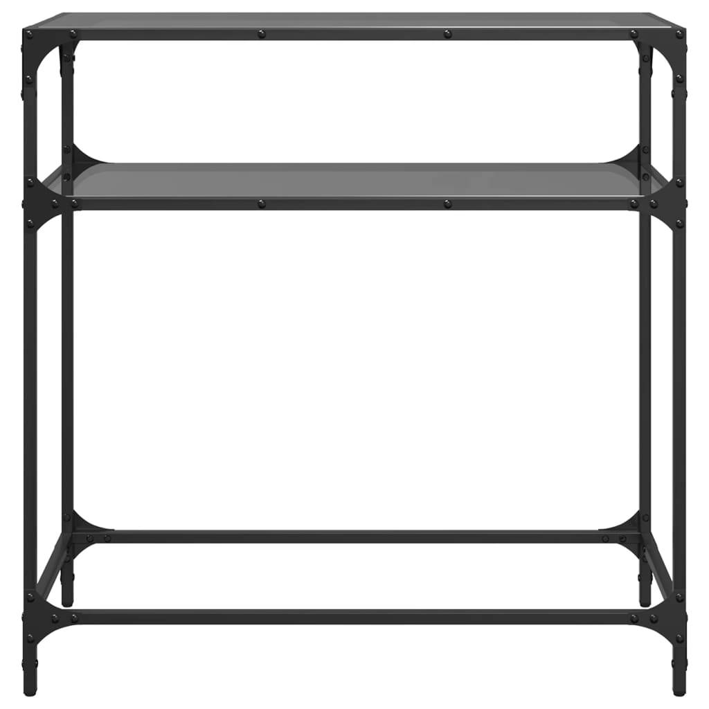 vidaXL Konsolentisch mit Glasplatte Schwarz 80x35x81 cm Stahl