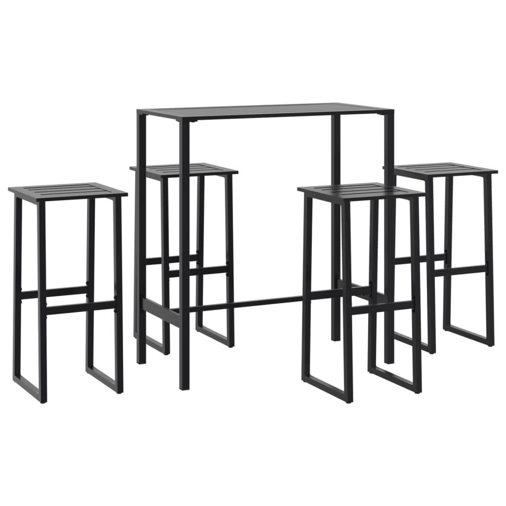 vidaXL 5-tlg. Gartenbar-Set Schwarz Pulverbeschichteter Stahl
