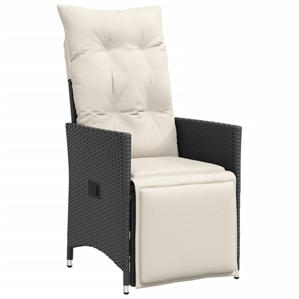 vidaXL 5-tlg. Garten-Essgruppe mit Kissen Schwarz Poly Rattan