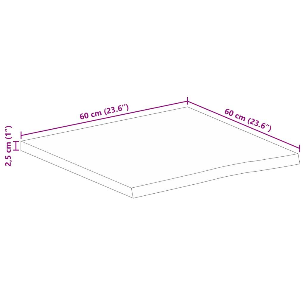 vidaXL Tischplatte mit Baumkante 60x60x2,5 cm Massivholz Mango