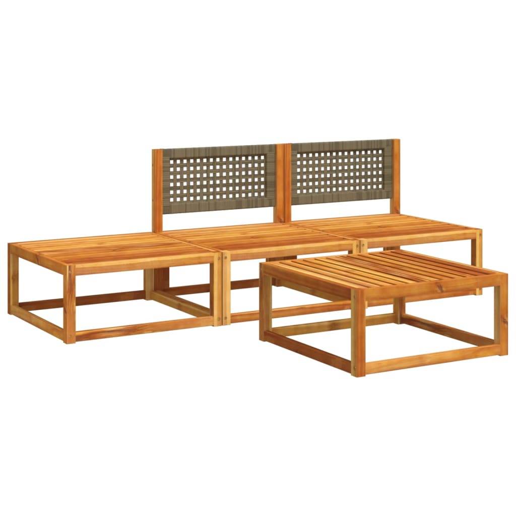 vidaXL 4-tlg. Garten-Sofagarnitur mit Kissen Massivholz Akazie