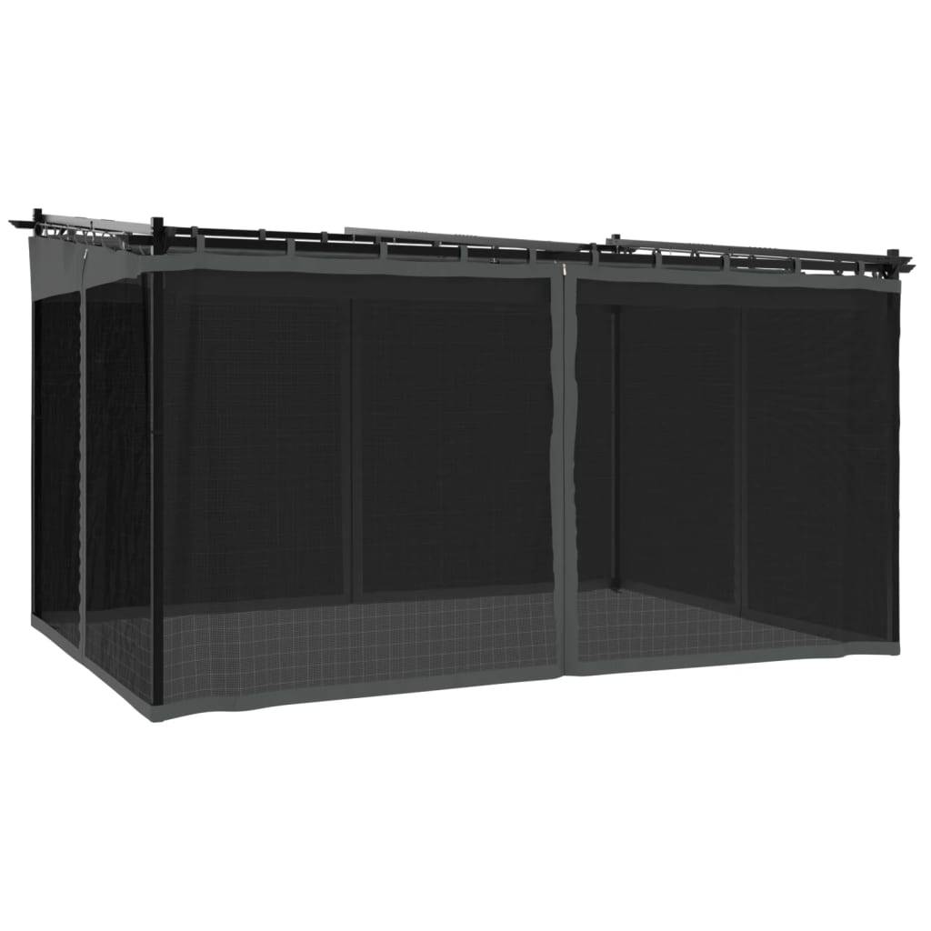 vidaXL Pavillon mit Netzwänden Anthrazit 4x3 m Stahl
