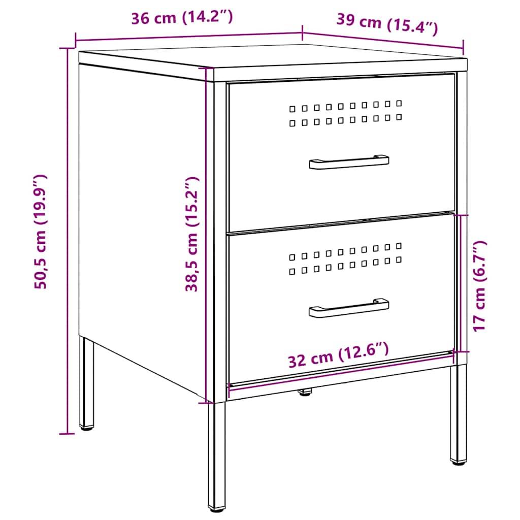 vidaXL Nachttische 2 Stk. Anthrazit 36x39x50,5 cm Stahl