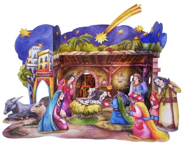 Weihnachtskrippe Bastelbogen