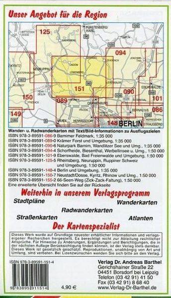 Löwenberger Land, Gransee, Zehdenick und Umgebung. Radwander- und Wanderkarte 1 : 50 000