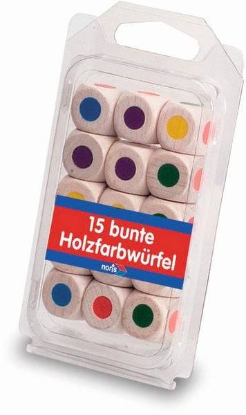 15 Holz Farbwürfel 16 mm