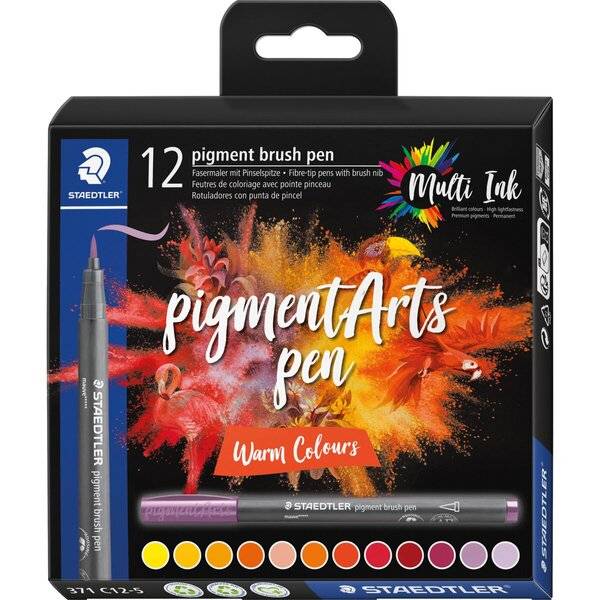 Pigment brush pen Warm Colours 12 Stück