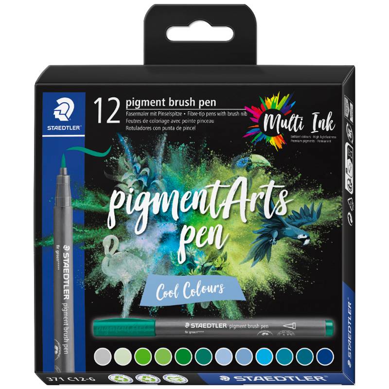 STAEDTLER Fasermaler pigment brush pen "Cool Colours"