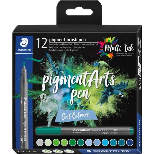 Pigment brush pen Cool Colours 12 Stück