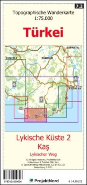 Lykische Küste 2 - Ka¿ - Lykischer Weg - Topographische Wanderkarte 1:75.000 Türkei (Blatt 7.2)