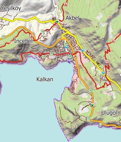 Lykische Küste 2 - Ka¿ - Lykischer Weg - Topographische Wanderkarte 1:75.000 Türkei (Blatt 7.2)