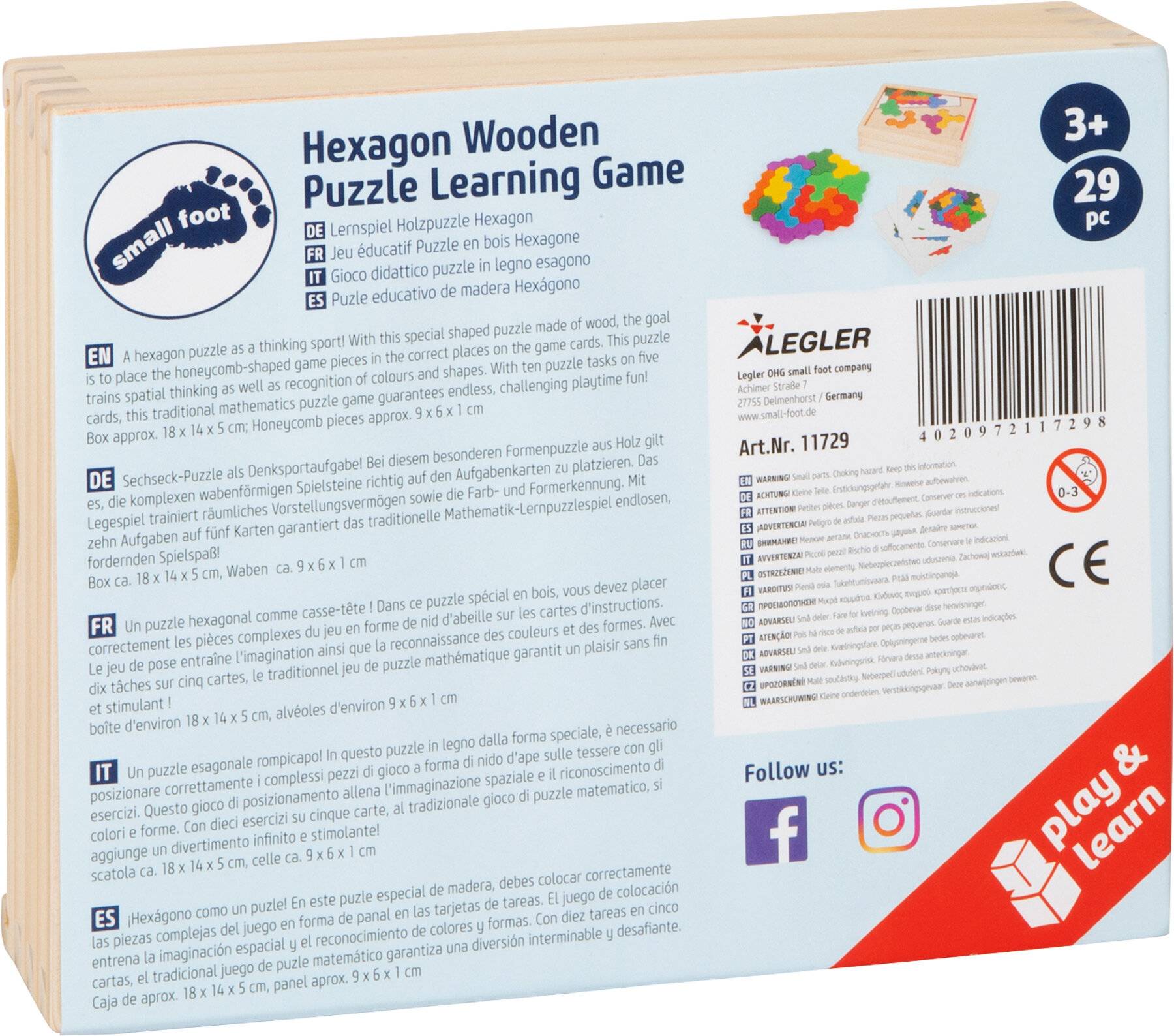 Lernspiel Holzpuzzle Hexagon