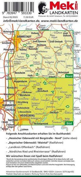 Radfahren, Hessischer Odenwald Süd / Badischer Odenwald und Bergstraße 1:30000