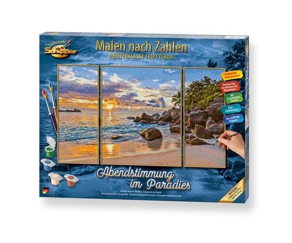 Schipper 609260906 - Malen nach Zahlen, Abendstimmung im Paradies, Triptychon, 50 x 80 cm