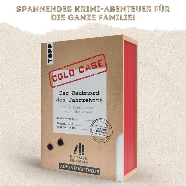 Die Rätselbibliothek. Adventskalender – Cold Case: Der Raubmord des Jahrzehnts: Mit 24 Krimi-Rätseln durch den Advent