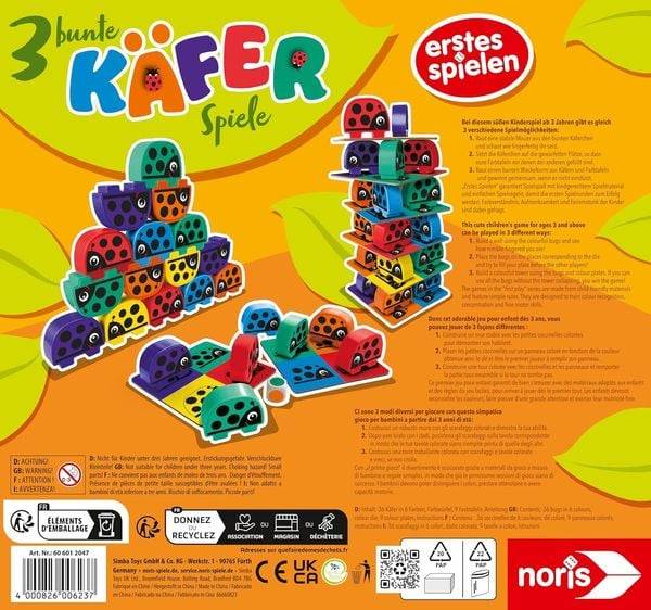 Noris 606012047 - Erstes Spielen, 3 bunte Käferspiele, ab 3 Jahren