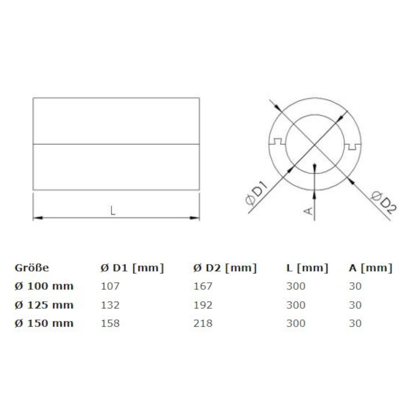Rohrisolierung Wärmerückgewinnung Styropor Lüftungsrohr Dämmung Schalldämmung Ø 150 mm