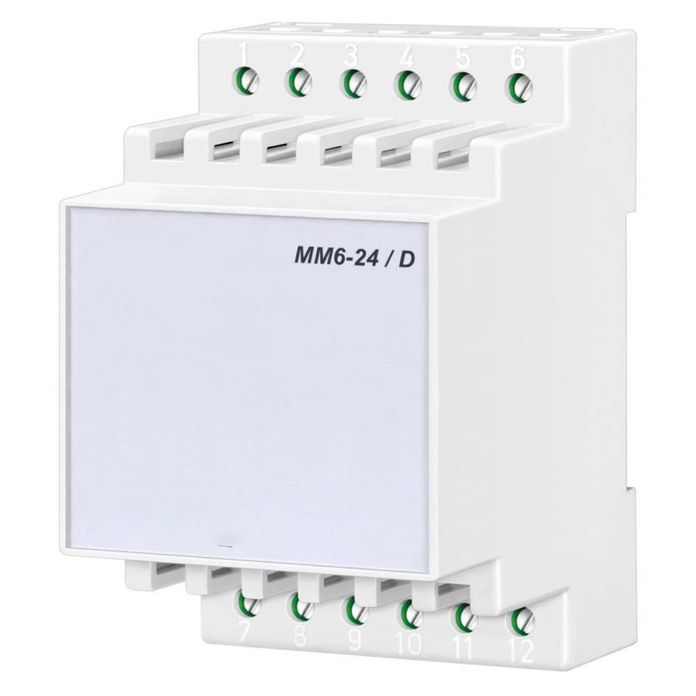 Weißes elektrisches DIN-Schienen-Gerät mit der Bezeichnung 