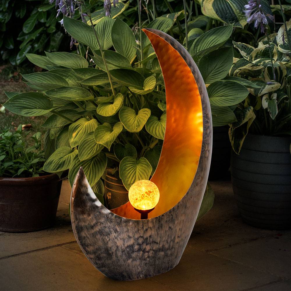 Mondsichel Solarleuchte Solar Außen Gartendeko LED Lampe Outdoor Gartendeko Terrassenlampe, Lichteffekt stehend, 1x LED warmweiß, L x B x H 37,5x13