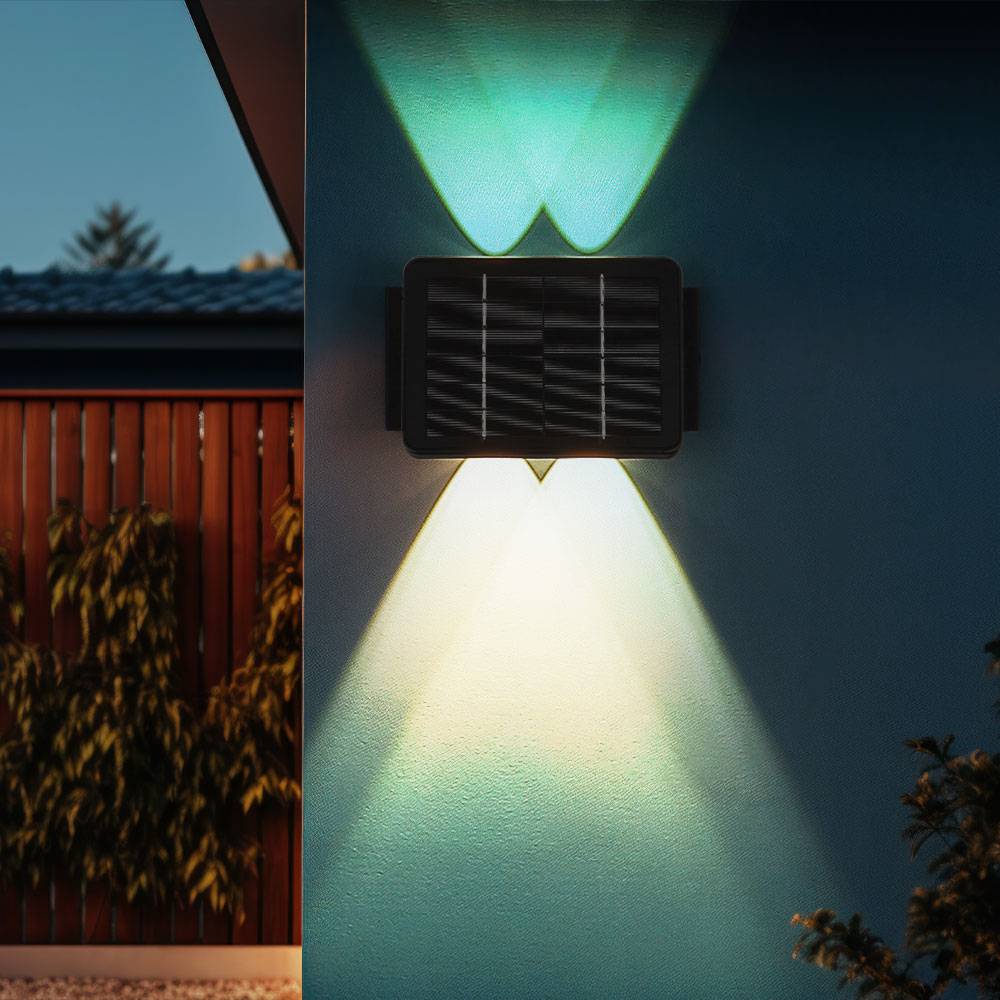 Solarlampe schwarz Außenleuchte Balkon Wandlampe modern Eckige Gartenlampe Akku Hauswand wetterfest, Kunststoff, 1x LED 40lm 3000K, LxBxH 17x10,8x6