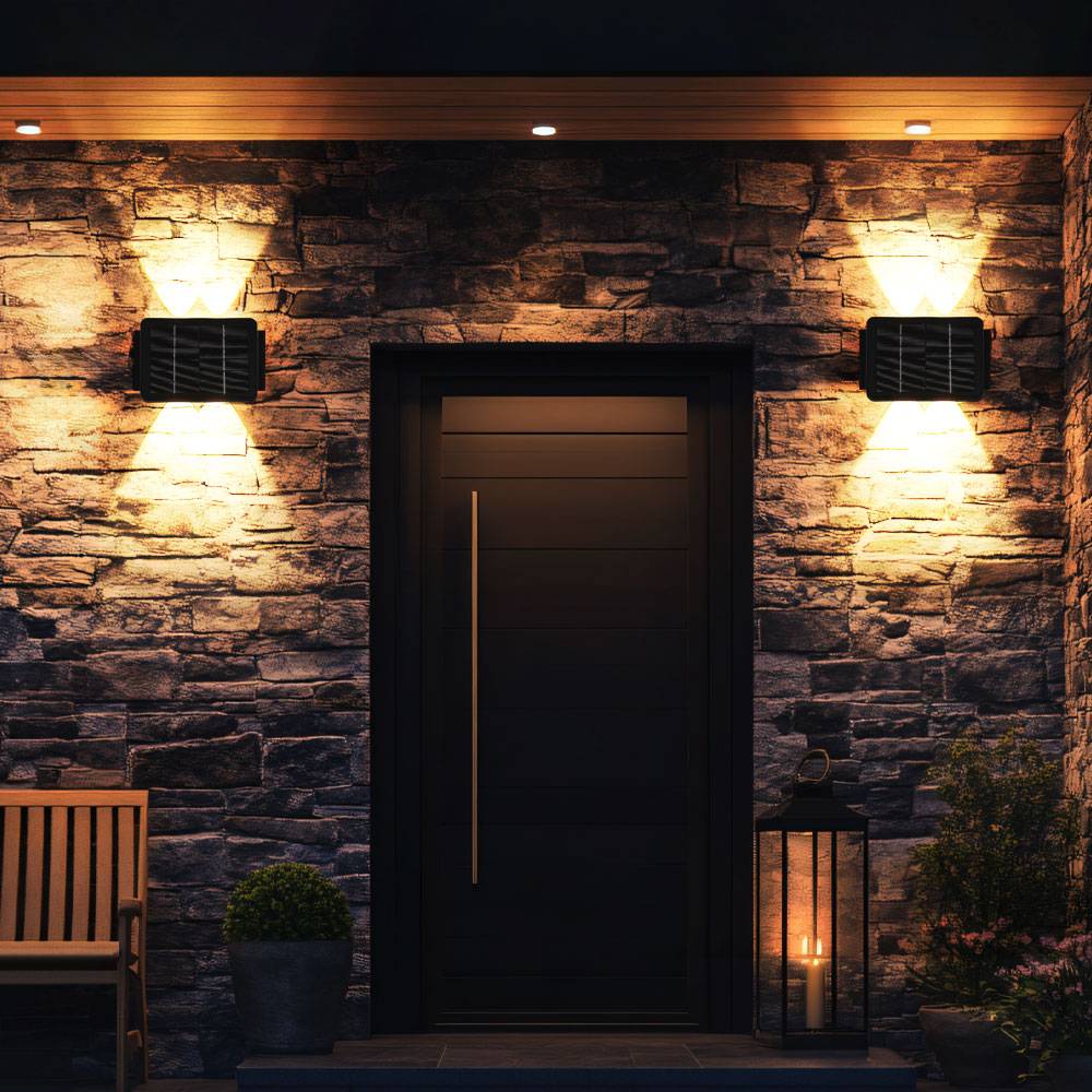 Solarlampe schwarz Außenleuchte Balkon Wandlampe modern Eckige Gartenlampe Akku Hauswand wetterfest, Kunststoff, 1x LED 40lm 3000K, LxBxH 17x10,8x6